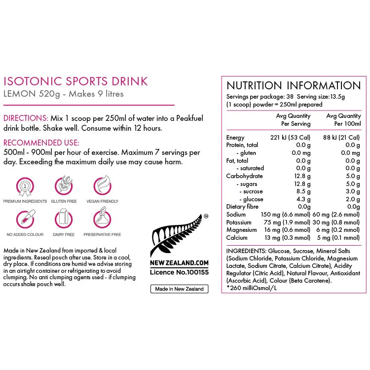 PEAKFUEL Isotonic Sports Drink Powder 520G