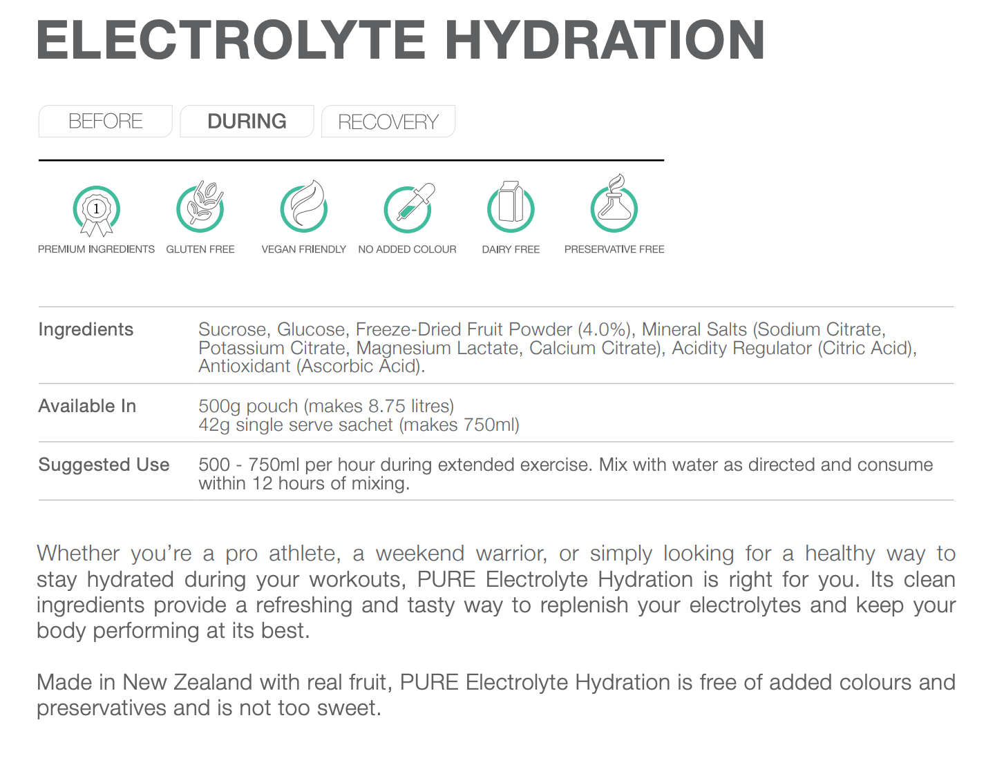 PURE Electrolyte Hydration Sachet (42g)